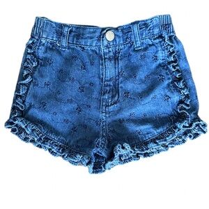 Girl’s Faded Glory Blue Denim Ruffle Trim Women's Shorts Size 18M